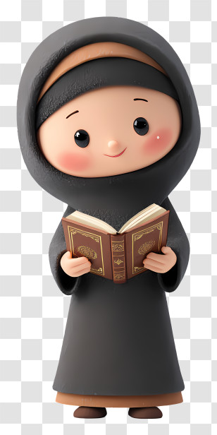 Muslim Girl Holding Quran - Character With Book Transparent PNG