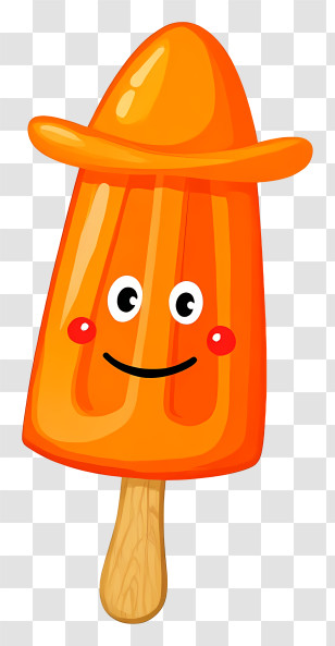 Cartoon Ice Lolly - Smiling Orange Popsicle Mascot Transparent PNG