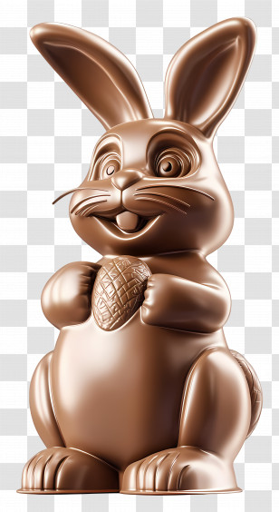 Chocolate Easter Bunny - Milk Chocolate Bunny Holding Egg Transparent PNG