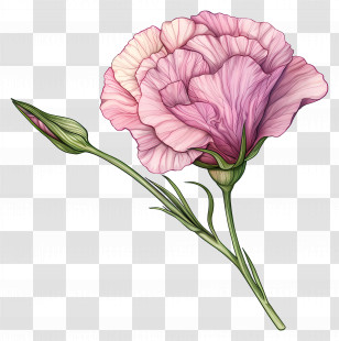 Eustoma Flower - Delicate Pink Carnation Flower Illustration Transparent PNG