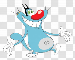 Oggy And The Cockroaches - Blue Cartoon Cat Smiling Transparent PNG