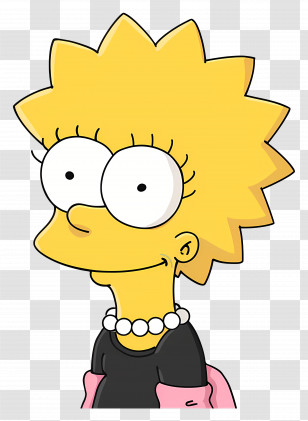 Lisa Simpson - Cartoon Girl With Yellow Hair And Necklace Transparent PNG