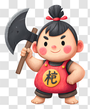 Chubby Child Warrior - Chubby Warrior Kid With Axe Transparent PNG