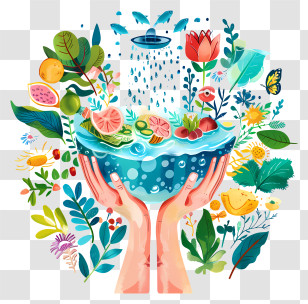 World Water Day - Hands Holding A Bowl Of Nature And Fruits Transparent PNG