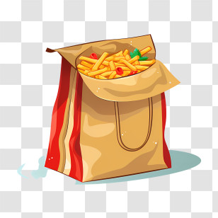 Food Delivery Bag - Crispy French Fries In Bag Transparent PNG
