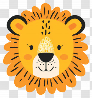Lion Face - Cute Lion Face In Cartoon Style Transparent PNG