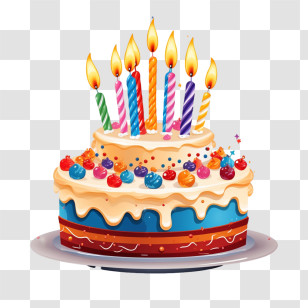 Birthday Cake - Bright Birthday Cake With Candles Transparent PNG