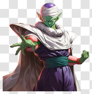 Piccolo Dragon Ball - Green Warrior Character In Action Transparent PNG