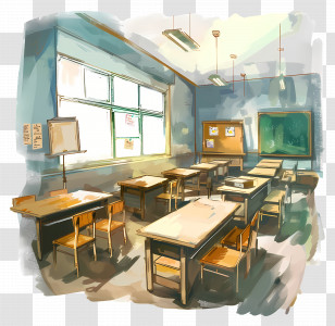 Classroom - Cozy And Bright Empty Classroom Illustration Transparent PNG