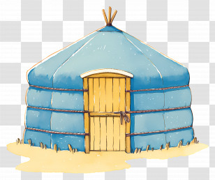 Mongolian Yurt - Nomadic Yurt In Blue And Yellow Decoration Transparent PNG