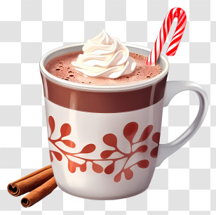Hot Chocolate - Festive Hot Chocolate With Candy Cane Transparent PNG