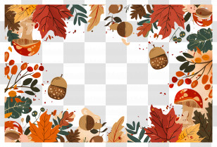 Autumn Background - Autumn-Themed Frame With Leaves And Acorns Transparent PNG