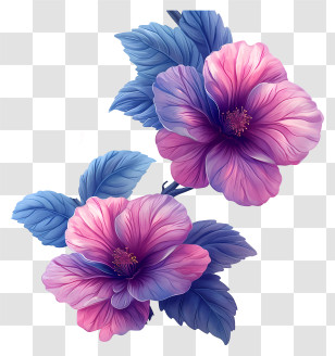 Floral Pattern Background - Pink And Blue Flowers Transparent PNG
