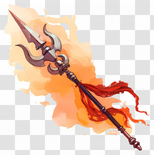 Maha Shivaratri - Illustrated Trident Weapon With Ribbons Transparent PNG