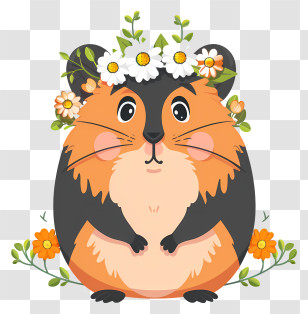 Hamster - Adorable Hamster With Flower Crown Illustration Transparent PNG