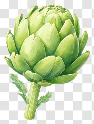 Fresh Green Artichoke - Hand-painted Green Artichoke Illustration Transparent PNG