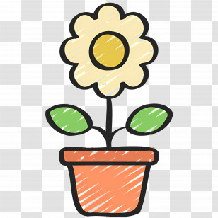 Daisy Flower - Cartoon Potted Flower In A Pot Transparent PNG