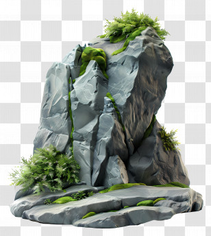 Mountain Rock - Natural Rock Formation With Greenery Transparent PNG