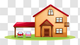 House - House With Garage And Cars Transparent PNG