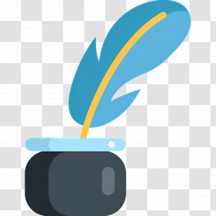 Feather Ink - Blue Quill And Ink Pot Transparent PNG