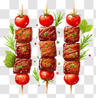 Grilled Meat - Three Grilled Skewers Transparent PNG