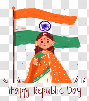 Indian Republic Day - Republic Day Celebration With Indian Girl Transparent PNG