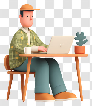 Man Working At Table - Focused Man Working At Desk Transparent PNG