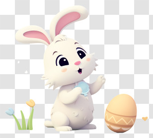 Cartoon Rabbit - Cartoon Easter Bunny With Egg Transparent PNG