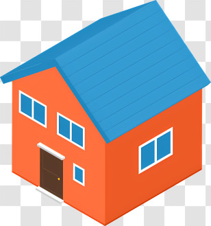 Icon - Orange House With Blue Roof Transparent PNG