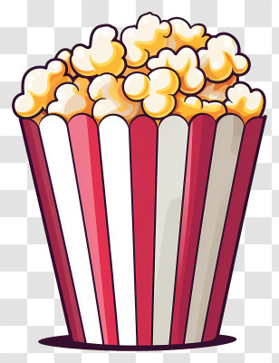 Red And White Striped Cup - Cartoon Red-White Striped Popcorn Bucket Transparent PNG