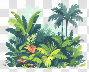 Jungle - Illustrated Tropical Jungle Scene Transparent PNG
