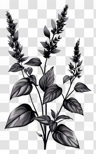 Amaranth - Black Plant With Leaves And Stems Transparent PNG