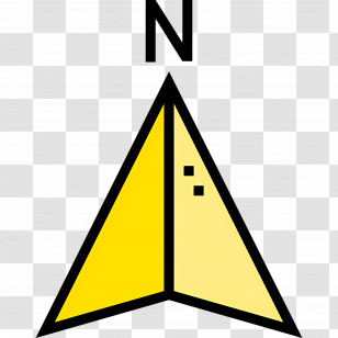 North Arrow - Yellow Compass North Direction Symbol Transparent PNG