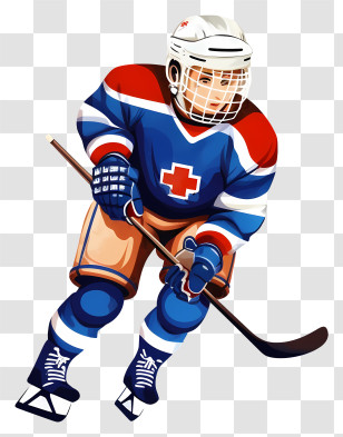Trendy Retro Style Ice Hockey - Hockey Player In Action Transparent PNG