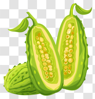 Bitter Melon - Green Bitter Melon Slices Illustration Transparent PNG