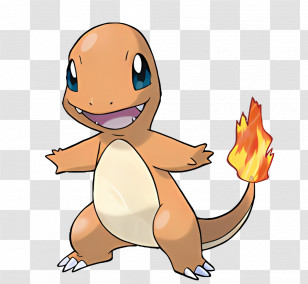 Charmander - Cute Orange Fire Cartoon Character With Flame Tail Transparent PNG