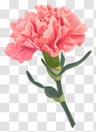 Carnation Flower - Pink Carnation Flower Illustration Transparent PNG