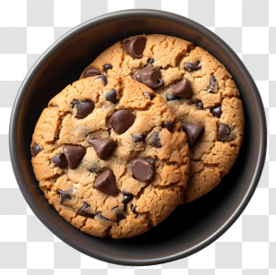 Chocolate Chip Cookies In Bowl - Chocolate Chip Cookies In Bowl Transparent PNG
