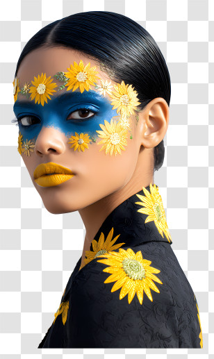 Fashion Model - Sunflower Masked Beauty Portrait Transparent PNG