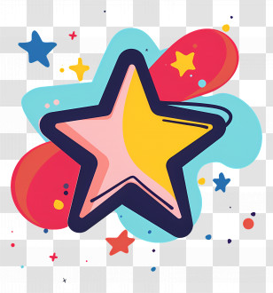 Doodle Star - Vibrant Star Illustration With Colorful Background Transparent PNG