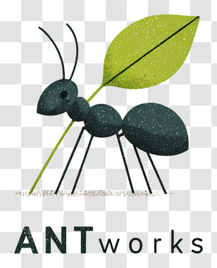 Antworks Logo - Ant Logo Carrying Leaf Transparent PNG