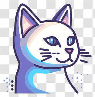Cat Icon - Blue Cat Face Cartoon Illustration Transparent PNG