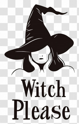 Witch Please - Witch Silhouette With Hat Transparent PNG