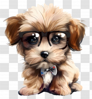 Cute Puppy - Cute Puppy With Glasses And Bow Tie Transparent PNG
