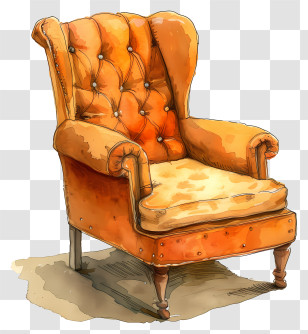 Rich Chair - Tufted Leather Armchair Illustration Transparent PNG