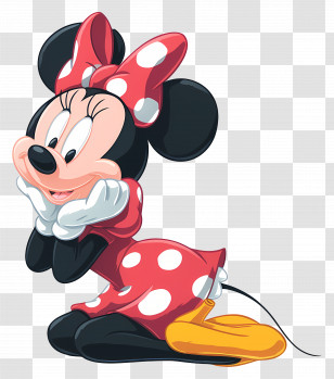 Minnie Mouse - Adorable Cartoon Mouse In Red Polka Dot Dress Transparent PNG