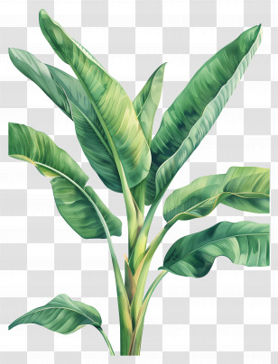 Banana Tree - Tropical Banana Plant Illustration Transparent PNG