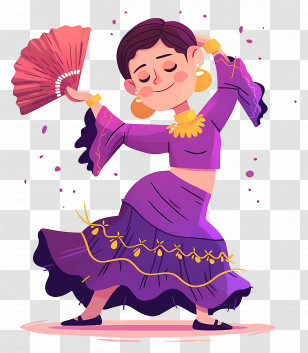 Flamenco Dancing - Woman Dancing With A Fan Transparent PNG