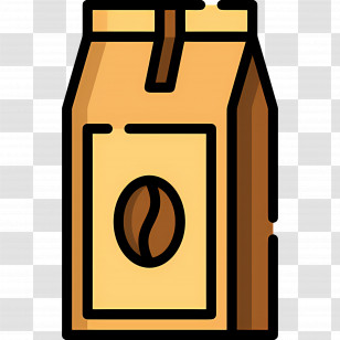 Coffee Bag - Cartoon Coffee Bag With Bean Symbol Design Transparent PNG