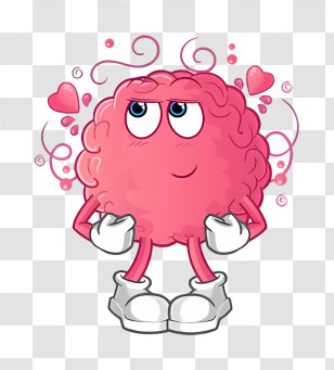 Cartoon Brain - Brain Cartoon In Love With Hearts Transparent PNG